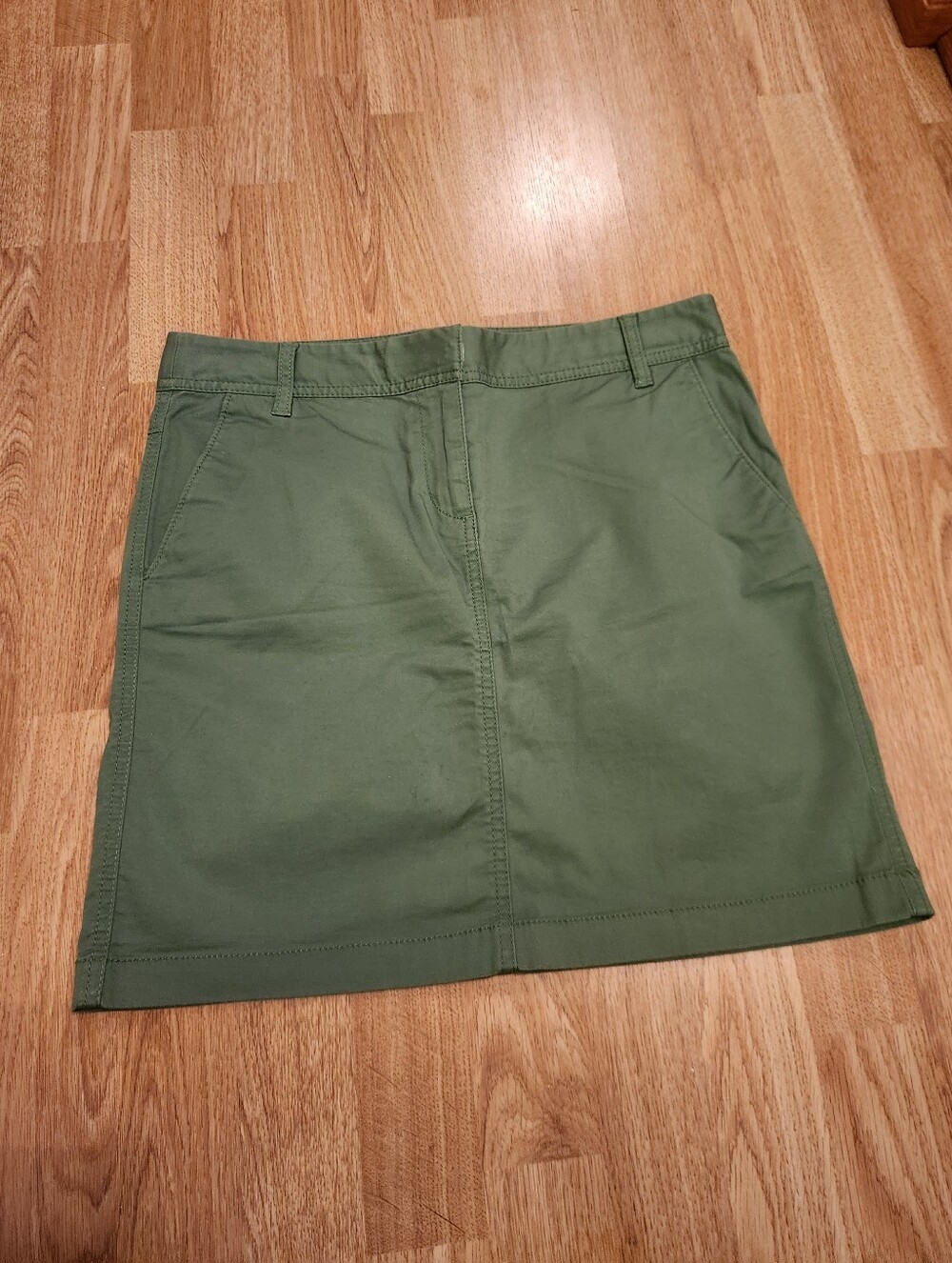 Ann Taylor LOFT Khaki Cotton Stretch Skirt Green 4